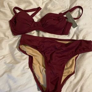 Brand new with tags J. Crew bikini set xs dark red